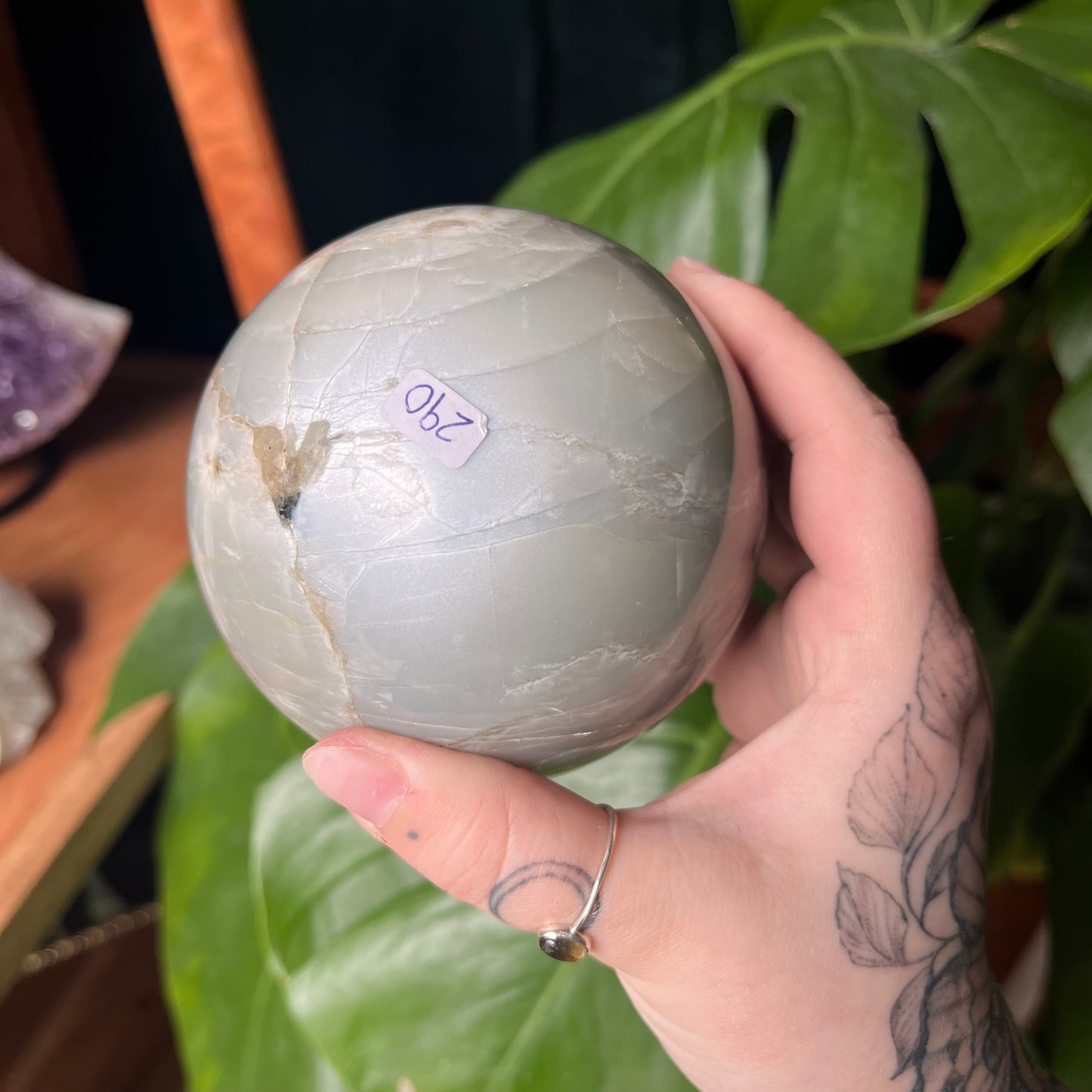 sage green moonstone // sphere